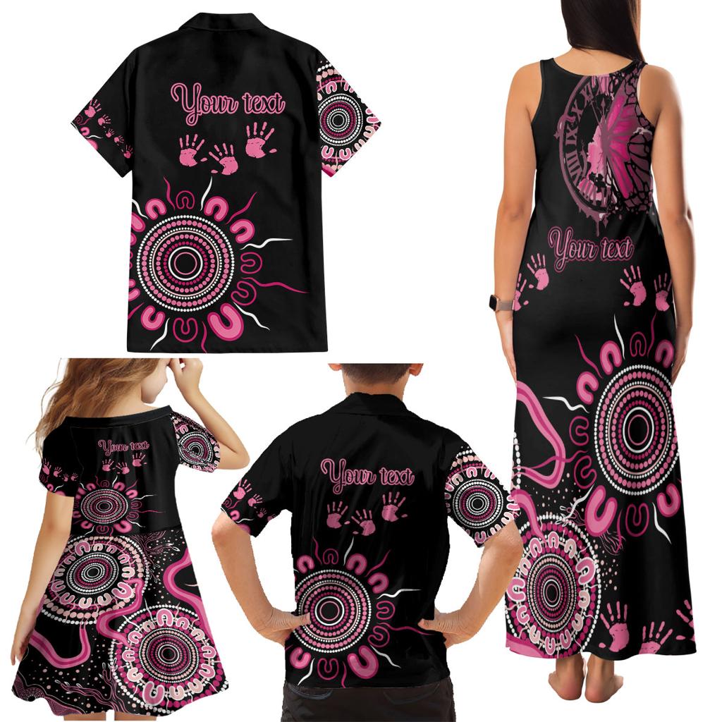 Personalised Aboriginal Ribbons Family Matching Tank Maxi Dress and Hawaiian Shirt Think Pink Butterfly Art Wall Clock Breast Cancer