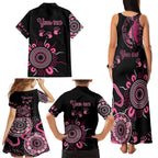 Personalised Aboriginal Ribbons Family Matching Tank Maxi Dress and Hawaiian Shirt Think Pink Butterfly Art Wall Clock Breast Cancer