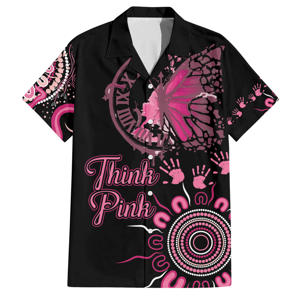 Personalised Aboriginal Ribbons Hawaiian Shirt Think Pink Butterfly Art Wall Clock Breast Cancer