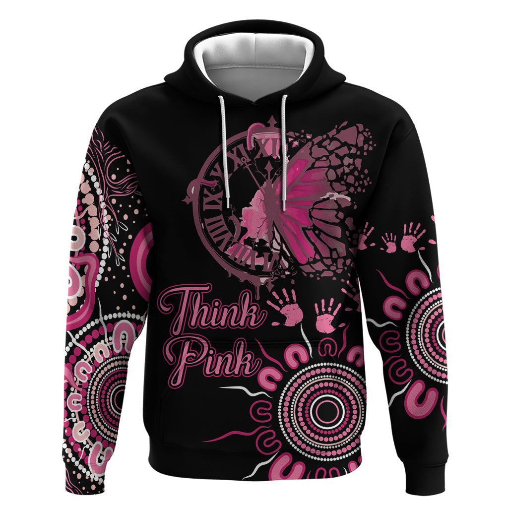 Personalised Aboriginal Ribbons Hoodie Think Pink Butterfly Art Wall Clock Breast Cancer