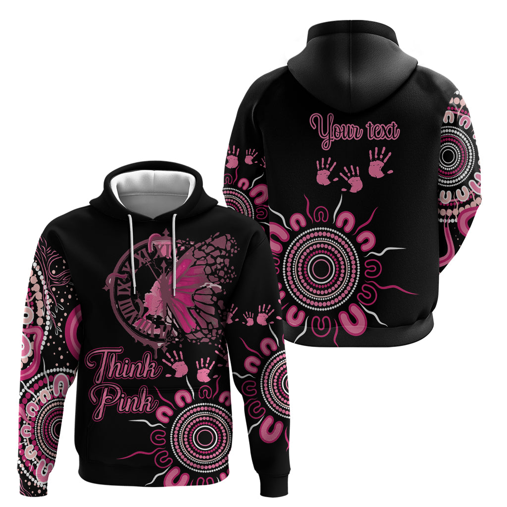 Personalised Aboriginal Ribbons Hoodie Think Pink Butterfly Art Wall Clock Breast Cancer