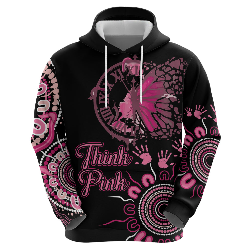 Personalised Aboriginal Ribbons Hoodie Think Pink Butterfly Art Wall Clock Breast Cancer