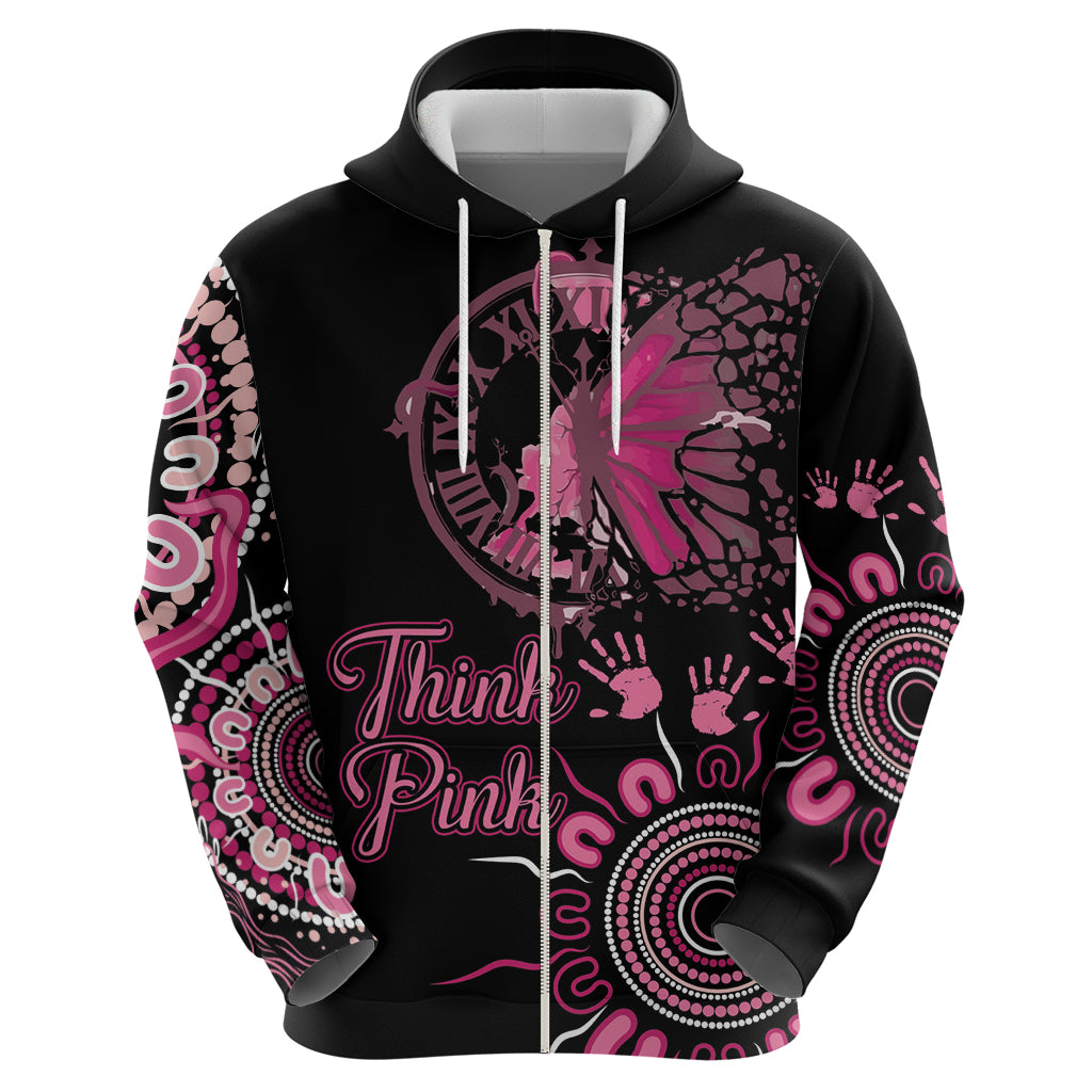 Personalised Aboriginal Ribbons Hoodie Think Pink Butterfly Art Wall Clock Breast Cancer