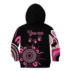 Personalised Aboriginal Ribbons Kid Hoodie Think Pink Butterfly Art Wall Clock Breast Cancer