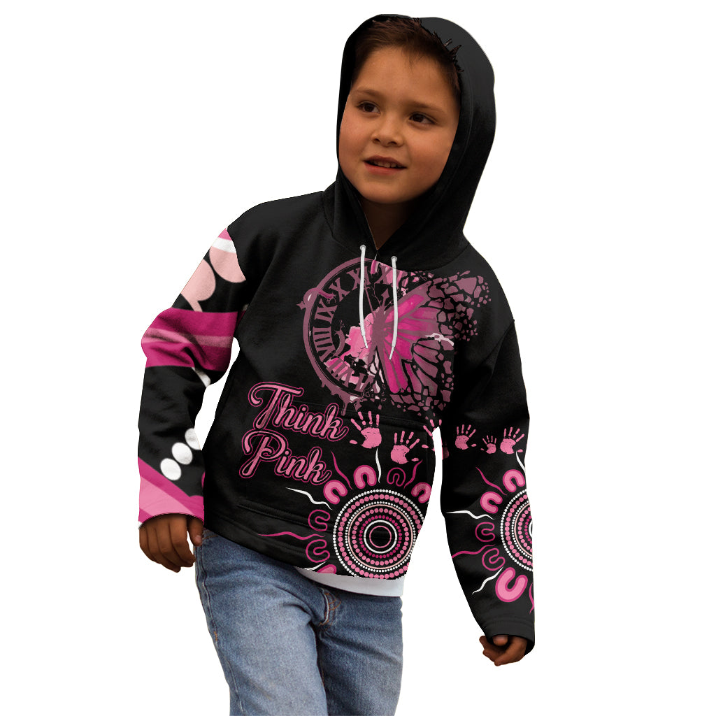 Personalised Aboriginal Ribbons Kid Hoodie Think Pink Butterfly Art Wall Clock Breast Cancer