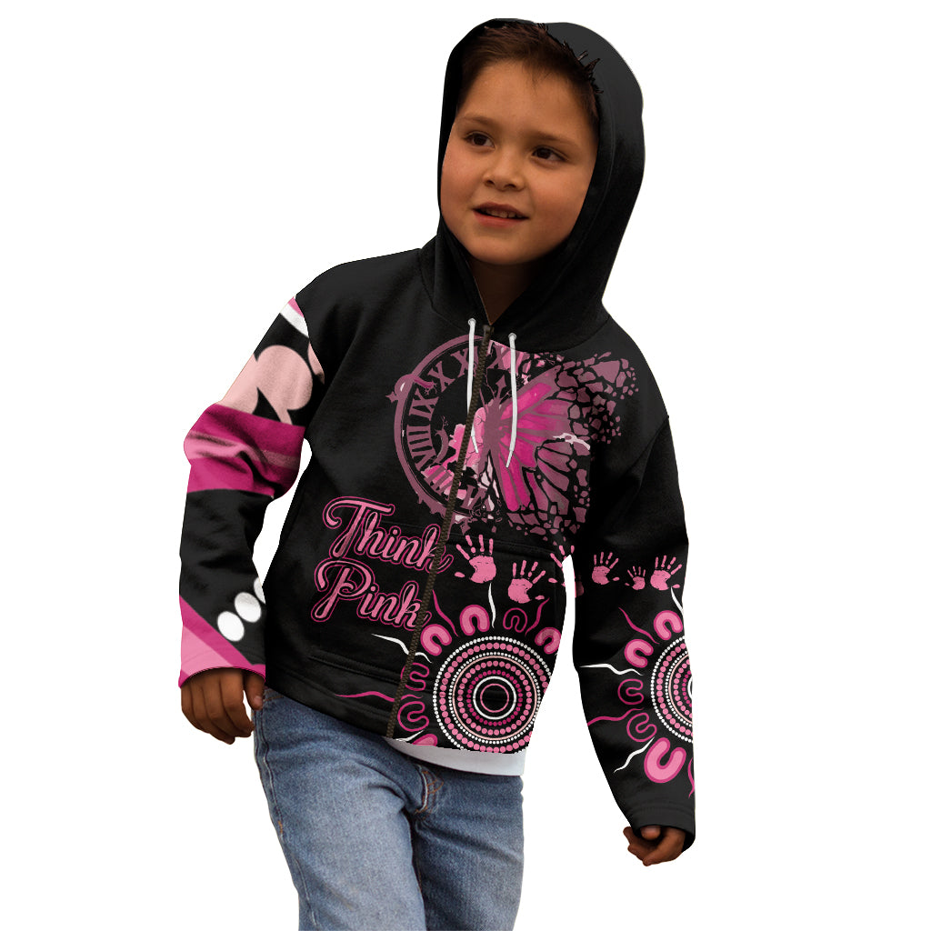 Personalised Aboriginal Ribbons Kid Hoodie Think Pink Butterfly Art Wall Clock Breast Cancer