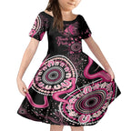 Personalised Aboriginal Ribbons Kid Short Sleeve Dress Think Pink Butterfly Art Wall Clock Breast Cancer