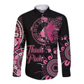 Personalised Aboriginal Ribbons Long Sleeve Button Shirt Think Pink Butterfly Art Wall Clock Breast Cancer
