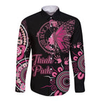 Personalised Aboriginal Ribbons Long Sleeve Button Shirt Think Pink Butterfly Art Wall Clock Breast Cancer