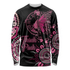 Personalised Aboriginal Ribbons Long Sleeve Shirt Think Pink Butterfly Art Wall Clock Breast Cancer