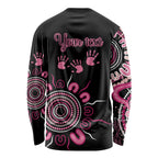 Personalised Aboriginal Ribbons Long Sleeve Shirt Think Pink Butterfly Art Wall Clock Breast Cancer