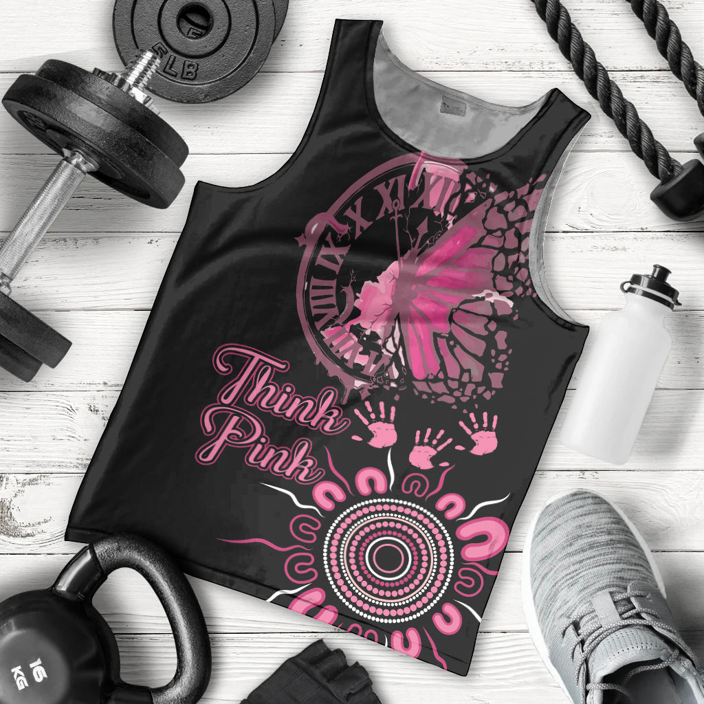 Personalised Aboriginal Ribbons Men Tank Top Think Pink Butterfly Art Wall Clock Breast Cancer