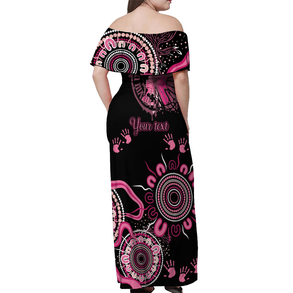 Personalised Aboriginal Ribbons Off Shoulder Maxi Dress Think Pink Butterfly Art Wall Clock Breast Cancer