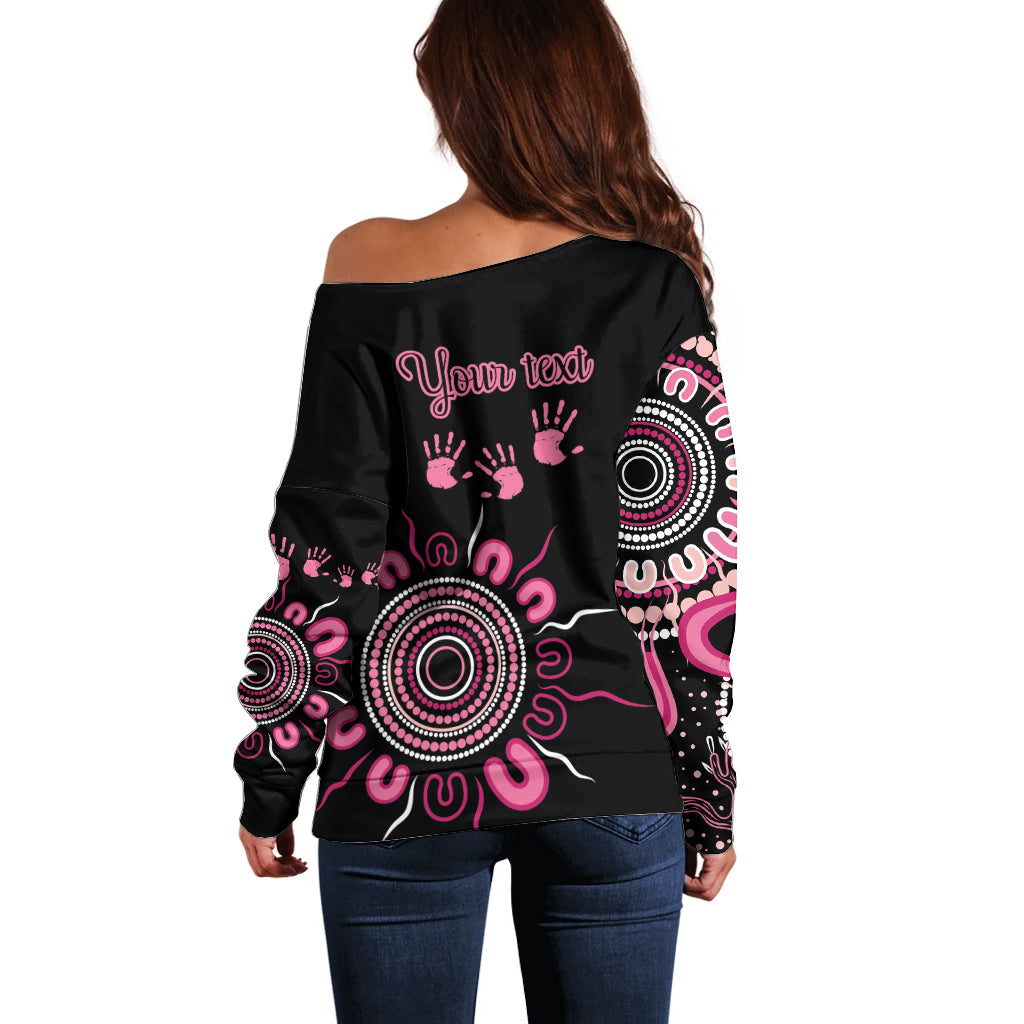 Personalised Aboriginal Ribbons Off Shoulder Sweater Think Pink Butterfly Art Wall Clock Breast Cancer