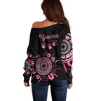 Personalised Aboriginal Ribbons Off Shoulder Sweater Think Pink Butterfly Art Wall Clock Breast Cancer