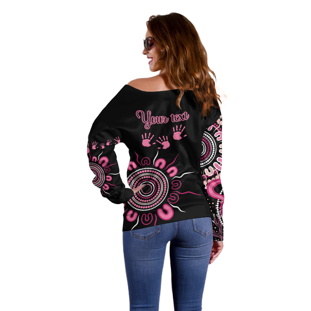 Personalised Aboriginal Ribbons Off Shoulder Sweater Think Pink Butterfly Art Wall Clock Breast Cancer