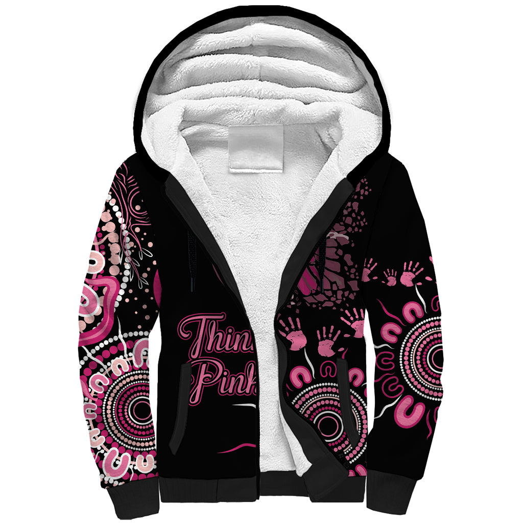 Personalised Aboriginal Ribbons Sherpa Hoodie Think Pink Butterfly Art Wall Clock Breast Cancer