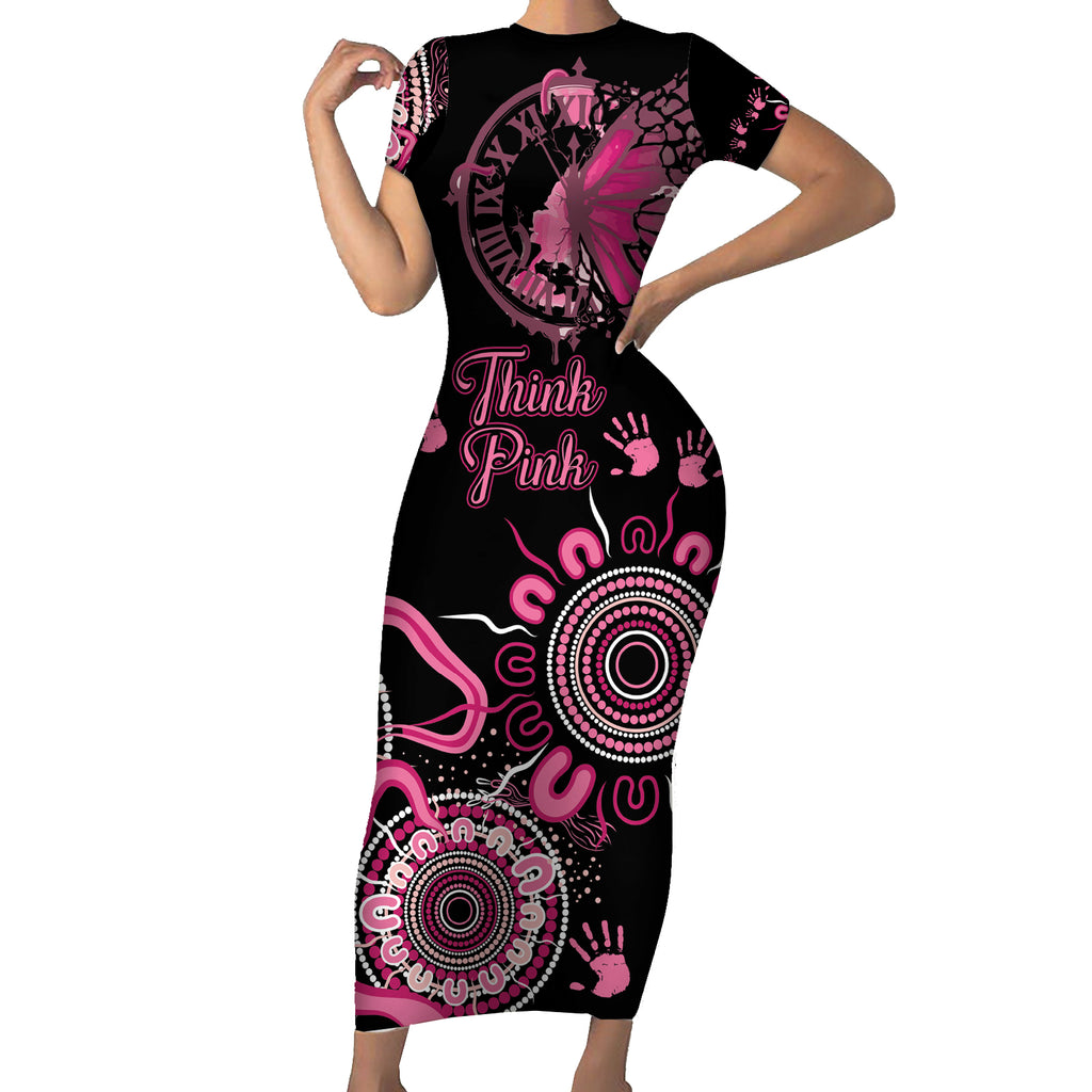 Personalised Aboriginal Ribbons Short Sleeve Bodycon Dress Think Pink Butterfly Art Wall Clock Breast Cancer