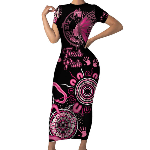 Personalised Aboriginal Ribbons Short Sleeve Bodycon Dress Think Pink Butterfly Art Wall Clock Breast Cancer