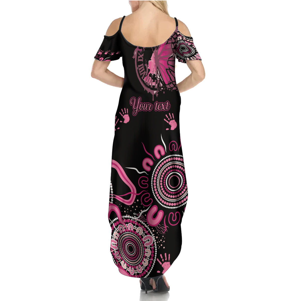 Personalised Aboriginal Ribbons Summer Maxi Dress Think Pink Butterfly Art Wall Clock Breast Cancer