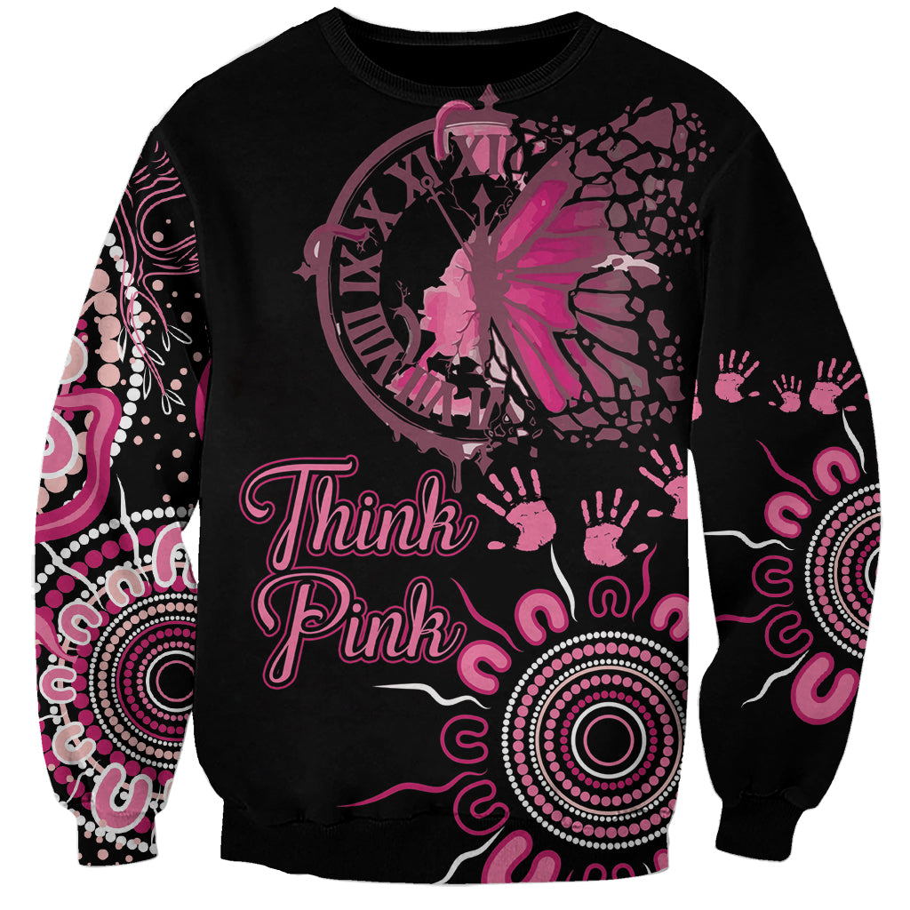 Personalised Aboriginal Ribbons Sweatshirt Think Pink Butterfly Art Wall Clock Breast Cancer
