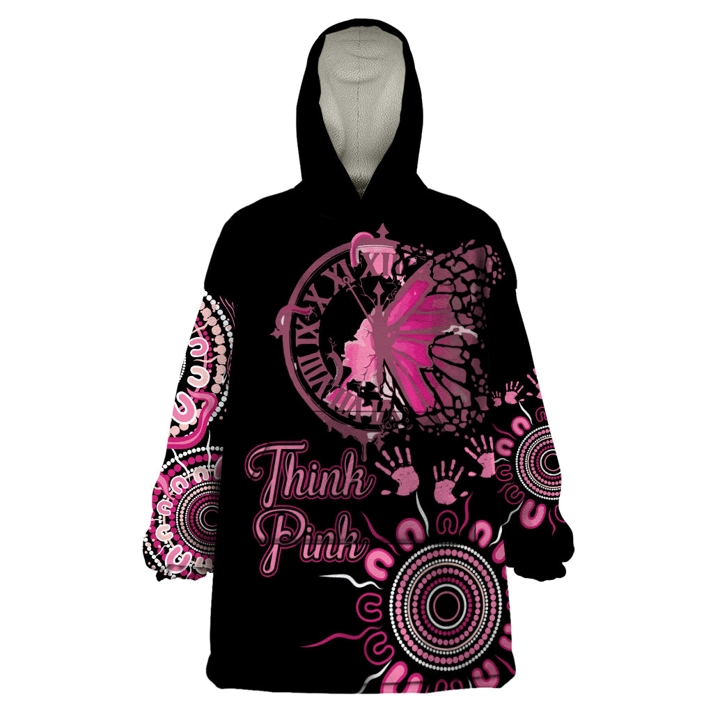 Personalised Aboriginal Ribbons Wearable Blanket Hoodie Think Pink Butterfly Art Wall Clock Breast Cancer