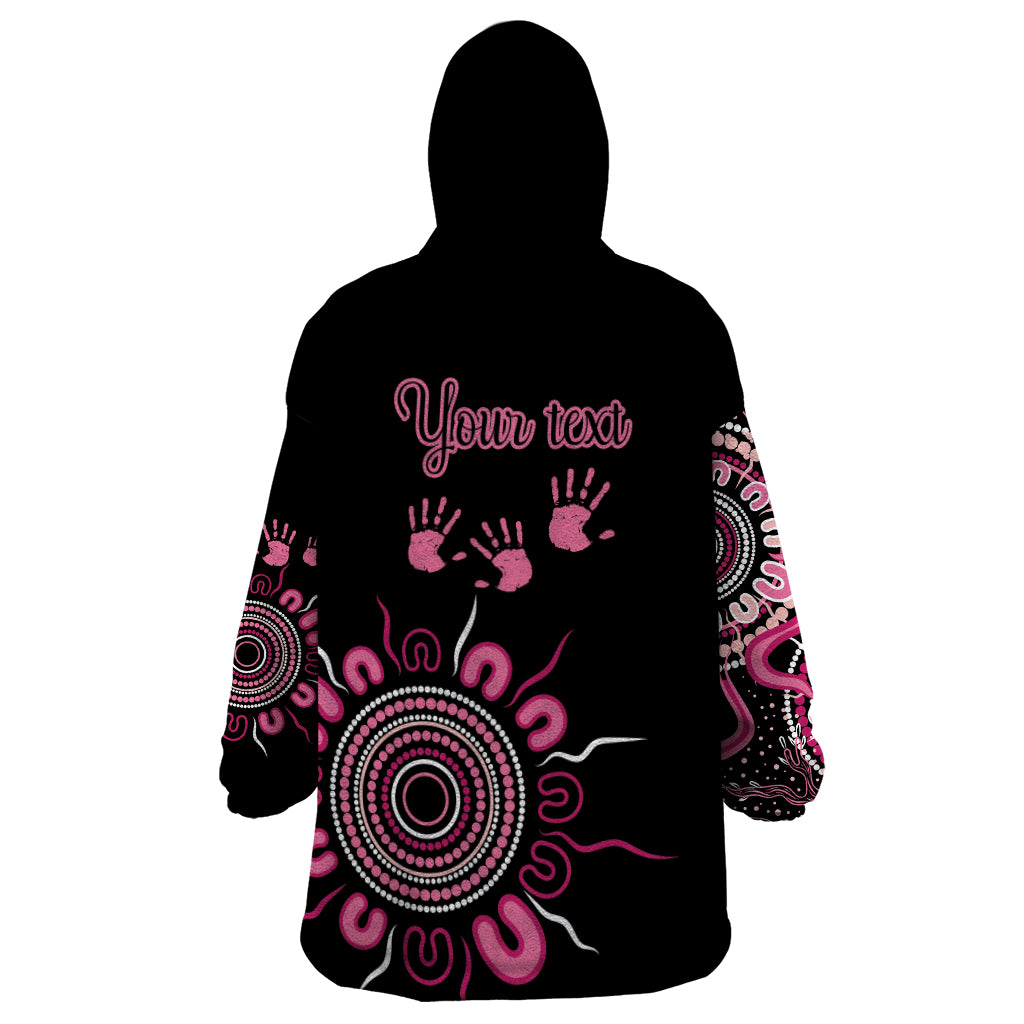 Personalised Aboriginal Ribbons Wearable Blanket Hoodie Think Pink Butterfly Art Wall Clock Breast Cancer