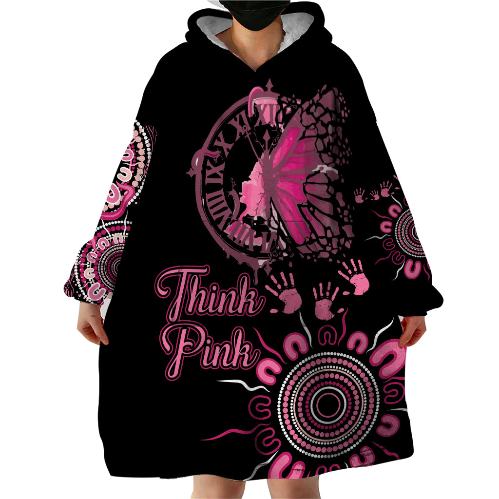 Personalised Aboriginal Ribbons Wearable Blanket Hoodie Think Pink Butterfly Art Wall Clock Breast Cancer