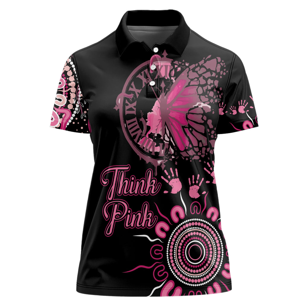 Personalised Aboriginal Ribbons Women Polo Shirt Think Pink Butterfly Art Wall Clock Breast Cancer