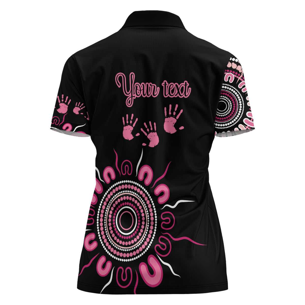 Personalised Aboriginal Ribbons Women Polo Shirt Think Pink Butterfly Art Wall Clock Breast Cancer