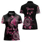 Personalised Aboriginal Ribbons Women Polo Shirt Think Pink Butterfly Art Wall Clock Breast Cancer