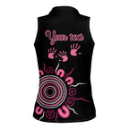 Personalised Aboriginal Ribbons Women Sleeveless Polo Shirt Think Pink Butterfly Art Wall Clock Breast Cancer
