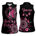 Personalised Aboriginal Ribbons Women Sleeveless Polo Shirt Think Pink Butterfly Art Wall Clock Breast Cancer