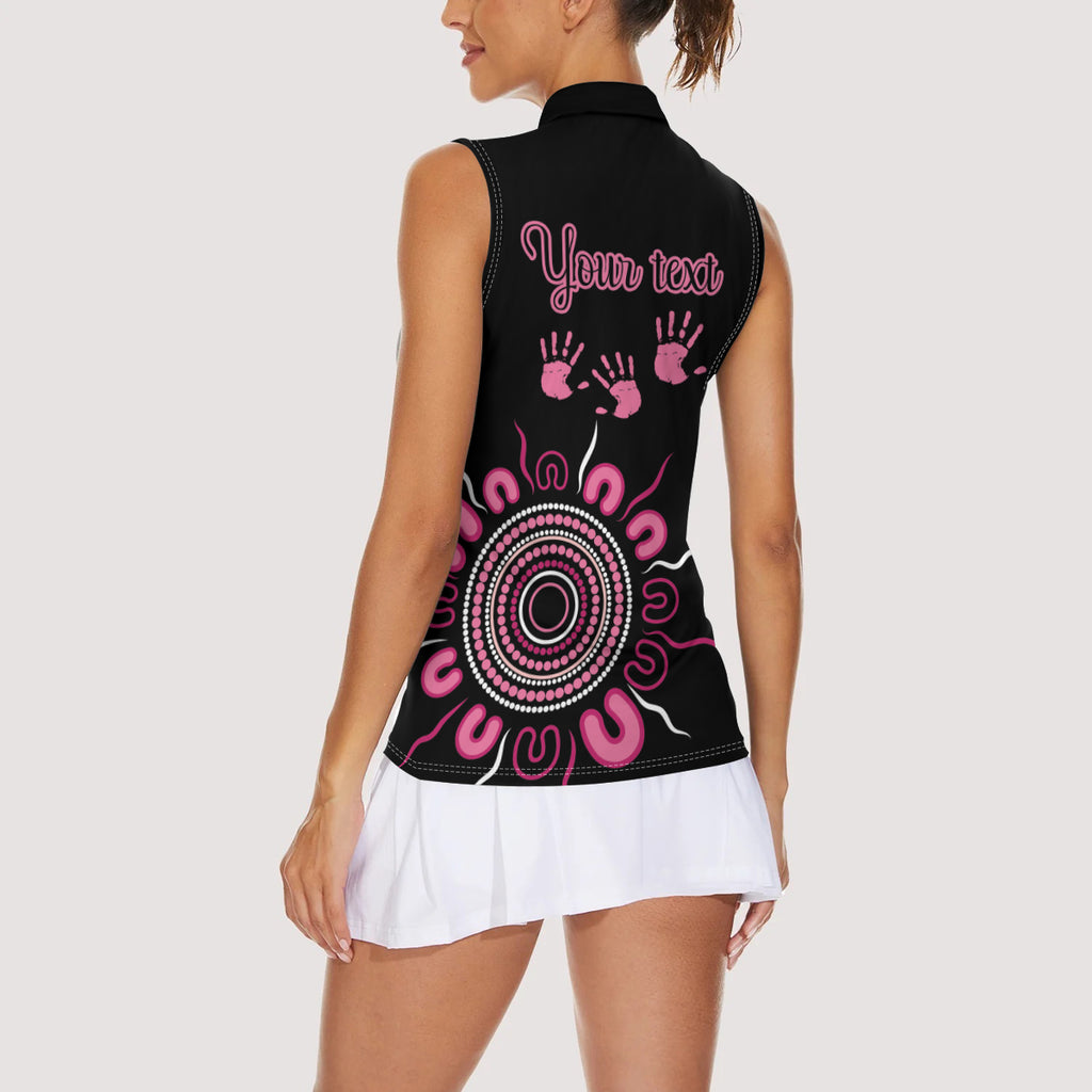 Personalised Aboriginal Ribbons Women Sleeveless Polo Shirt Think Pink Butterfly Art Wall Clock Breast Cancer