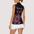 Personalised Aboriginal Ribbons Women Sleeveless Polo Shirt Think Pink Butterfly Art Wall Clock Breast Cancer