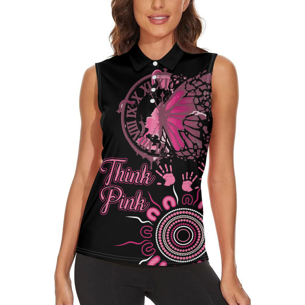 Personalised Aboriginal Ribbons Women Sleeveless Polo Shirt Think Pink Butterfly Art Wall Clock Breast Cancer