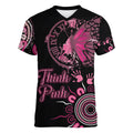 Personalised Aboriginal Ribbons Women V-Neck T-Shirt Think Pink Butterfly Art Wall Clock Breast Cancer