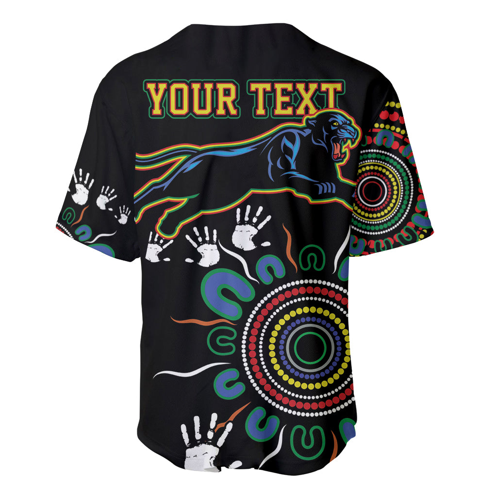 Personalised Panthers Aboriginal Dot Baseball Jersey Go the Mighty Panthers