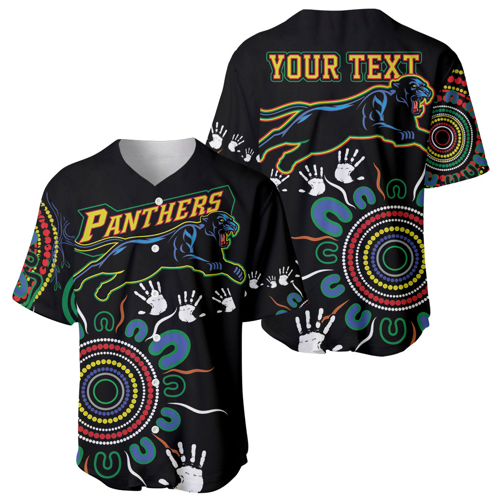 Personalised Panthers Aboriginal Dot Baseball Jersey Go the Mighty Panthers
