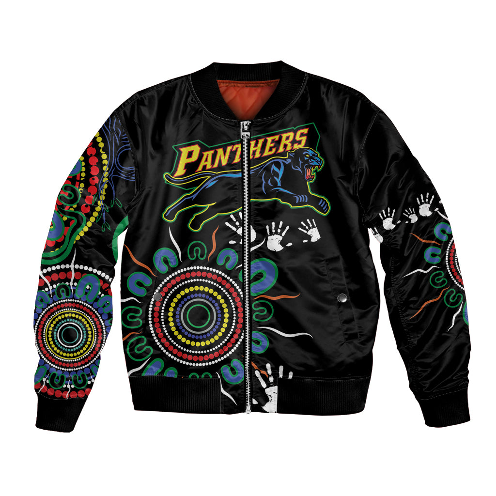 Personalised Panthers Aboriginal Dot Bomber Jacket Go the Mighty Panthers