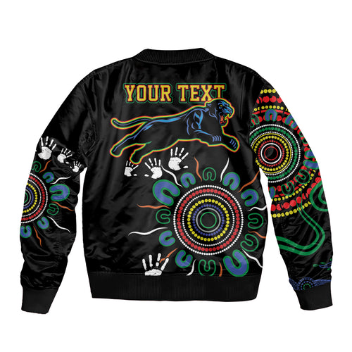 Personalised Panthers Aboriginal Dot Bomber Jacket Go the Mighty Panthers