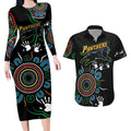 Personalised Panthers Aboriginal Dot Couples Matching Long Sleeve Bodycon Dress and Hawaiian Shirt Go the Mighty Panthers