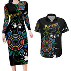 Personalised Panthers Aboriginal Dot Couples Matching Long Sleeve Bodycon Dress and Hawaiian Shirt Go the Mighty Panthers