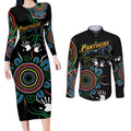 Personalised Panthers Aboriginal Dot Couples Matching Long Sleeve Bodycon Dress and Long Sleeve Button Shirt Go the Mighty Panthers