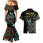 Personalised Panthers Aboriginal Dot Couples Matching Mermaid Dress and Hawaiian Shirt Go the Mighty Panthers