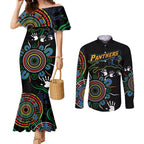 Personalised Panthers Aboriginal Dot Couples Matching Mermaid Dress and Long Sleeve Button Shirt Go the Mighty Panthers