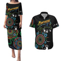 Personalised Panthers Aboriginal Dot Couples Matching Puletasi and Hawaiian Shirt Go the Mighty Panthers