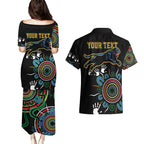 Personalised Panthers Aboriginal Dot Couples Matching Puletasi and Hawaiian Shirt Go the Mighty Panthers