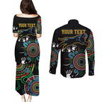 Personalised Panthers Aboriginal Dot Couples Matching Puletasi and Long Sleeve Button Shirt Go the Mighty Panthers