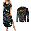 Personalised Panthers Aboriginal Dot Couples Matching Summer Maxi Dress and Long Sleeve Button Shirt Go the Mighty Panthers